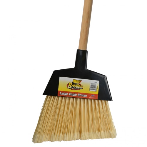 Escoba angular grande Janico de 48 pulgadas con mango de madera